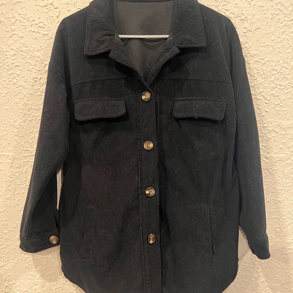 Women's Black Corduroy Utility Jacket